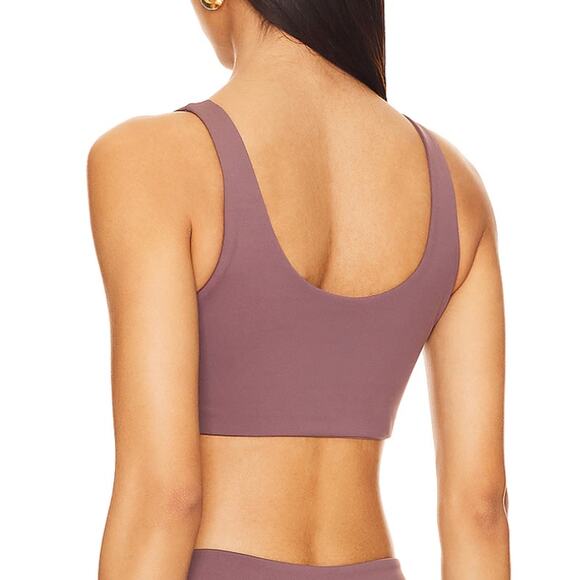 Nubyen Mauve V Neck Wrap Sports Bra Wrap MEDIUM Cut Out Yoga Orchid Soft Revolve - Picture 3 of 9